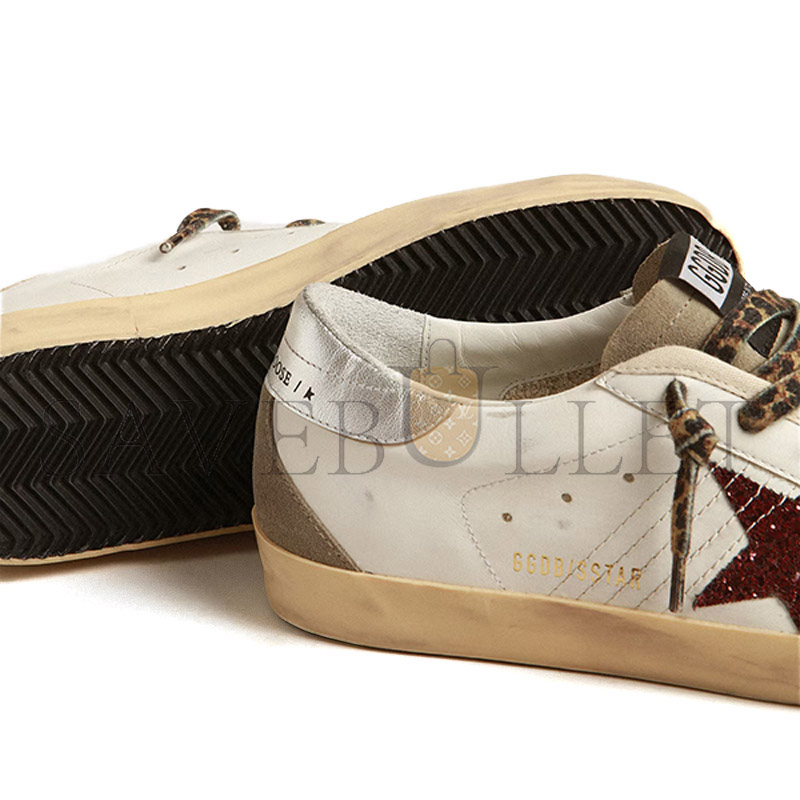GOLDEN GOOSE BURGUNDY GLITTER STAR AND SILVER HEEL TAB GWF00102 GOLDEN GOOSE BURGUNDY GLITTER STAR AND SILVER HEEL TAB GWF00102